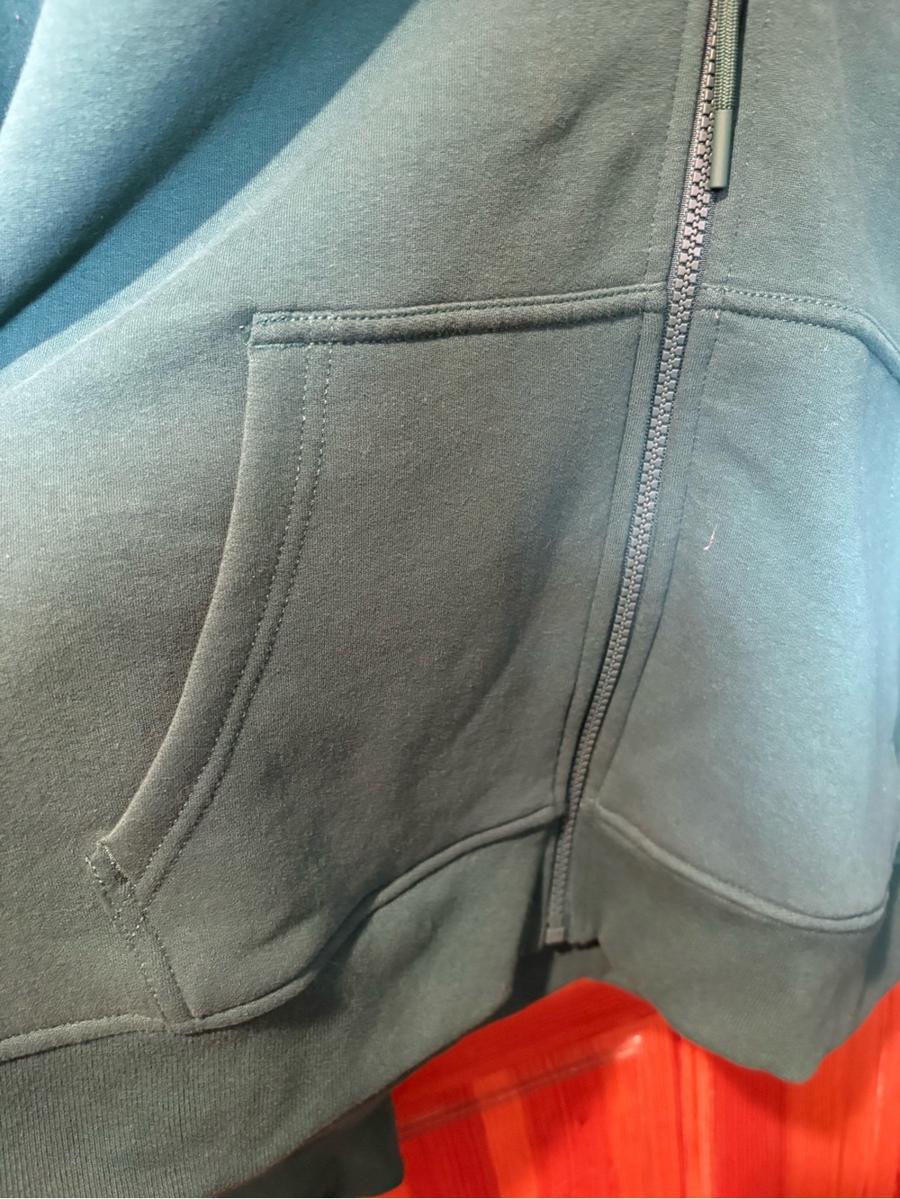 Athleta Forever Fleece Crop Full Zip Hooded Sweatshirt Viridian Green XL - Picture 4 of 10